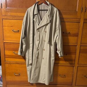Perry Ellis Beige Double-Breasted Trench Coat